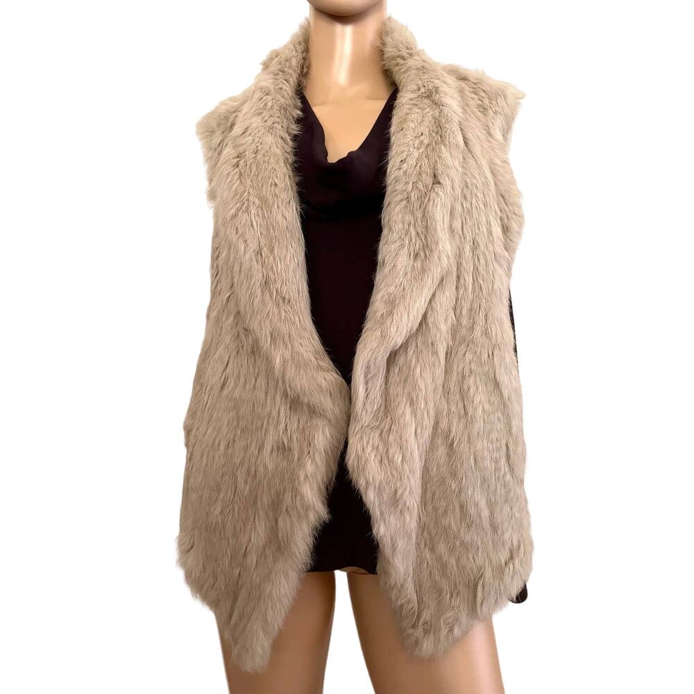 JUNE Women's Real Rabbit Fur Open Front Vest